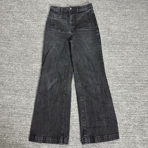 Rollas Jeans Women 29 Black Sailor High Rise Wide Leg Denim Patch Pockets Retro